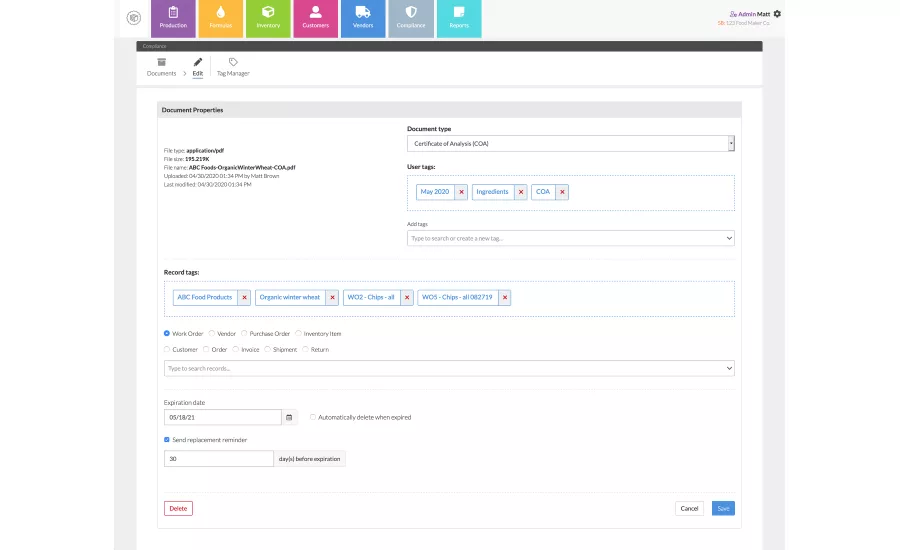 wherefour record-keeping and tracking