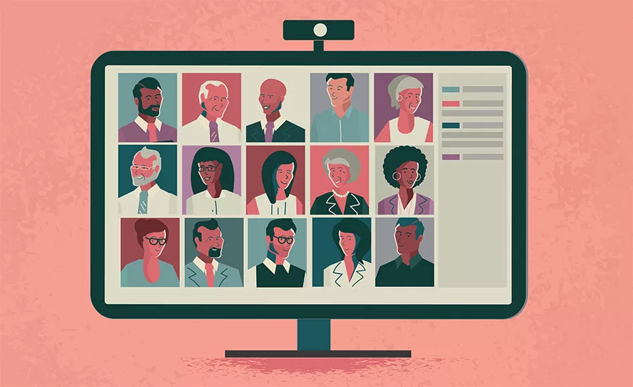 vector version of a video chat meeting