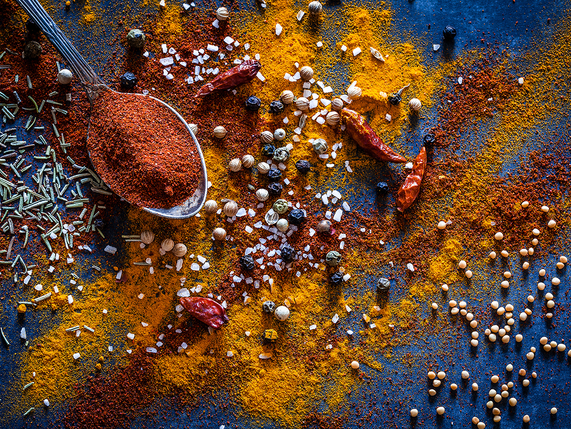 spices and a spoon