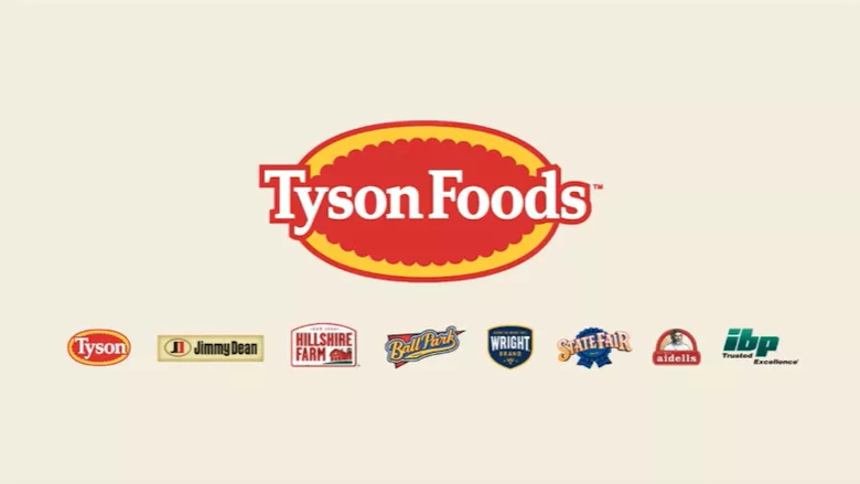 Image of Tyson Foods logo and the logos of Tyson Foods brands