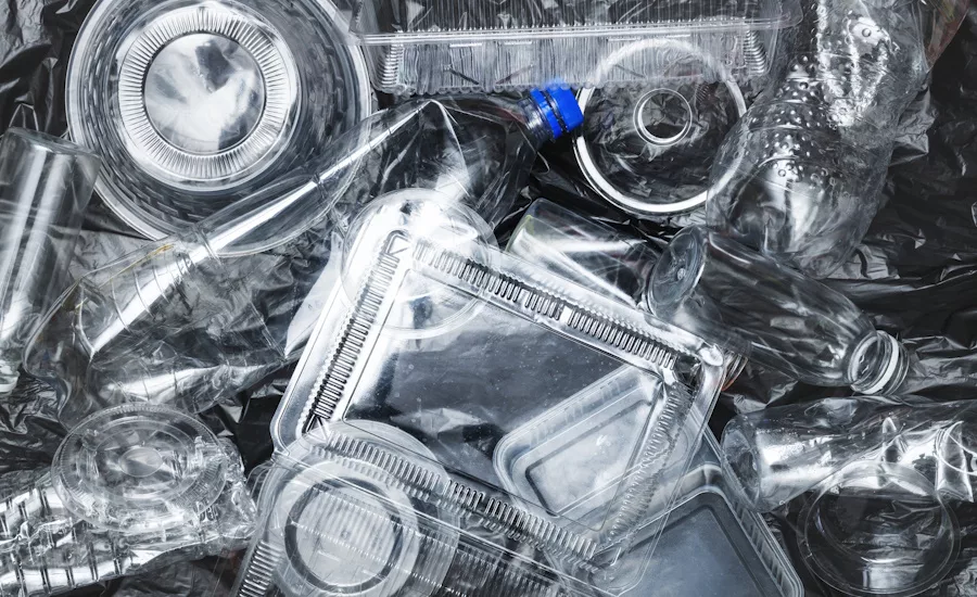 Plastic containers cleaned and ready for recycling