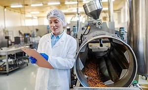 person on clipboard in processing environment