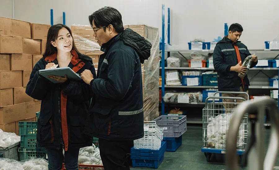 A supplier talking with a customer
