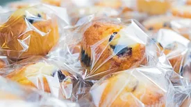 plastic wrapped processed muffins