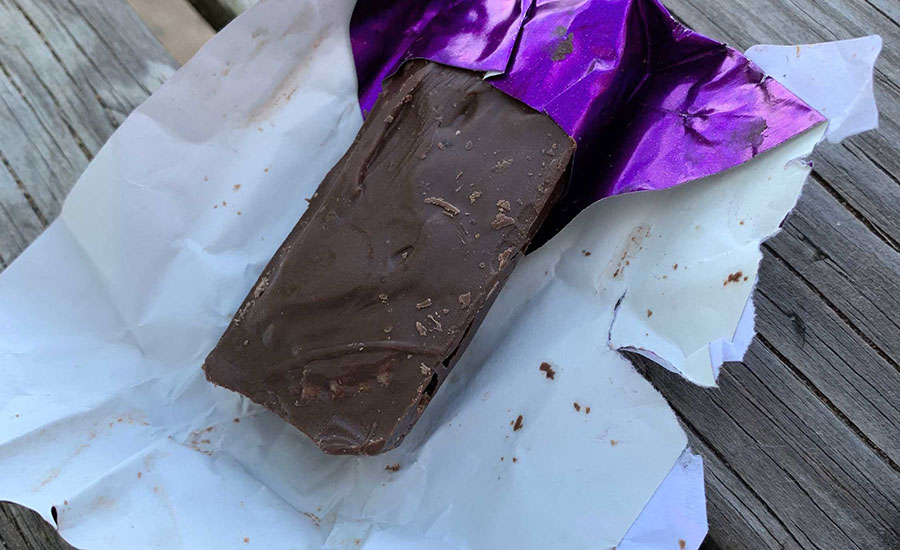Photo of a legally purchased, cannabis-infused chocolate bar