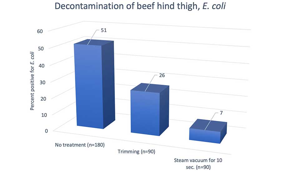 Percentage samples positive for E. coli. Samples