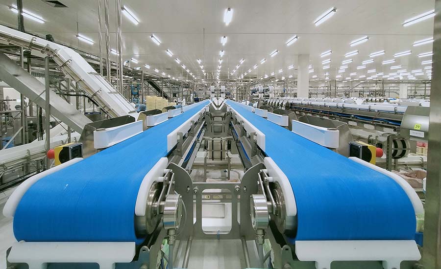  flow of the product along conveyors