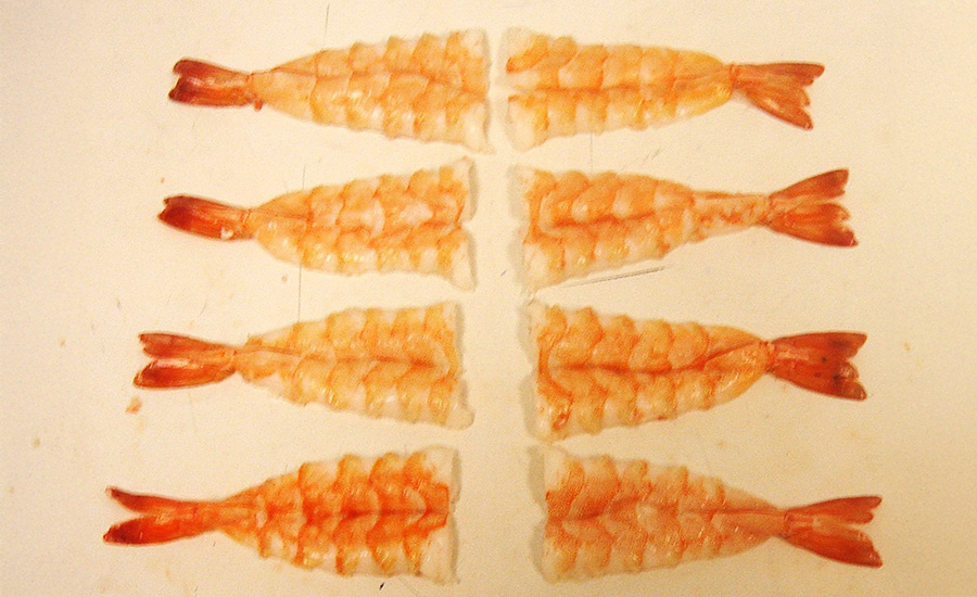 Finished Sushi Ebi Shrimp After Trimming