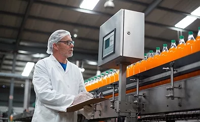 a worker in a food processing plant