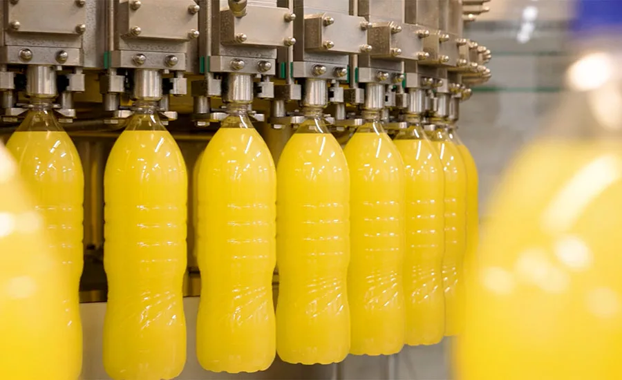 an automated PET bottle filling machine