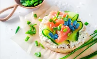 Salmon on rice cracker