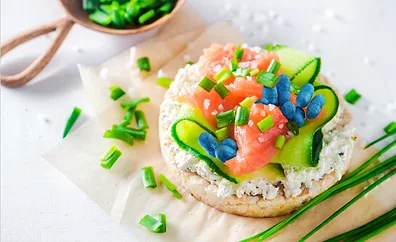 Salmon on rice cracker