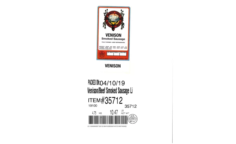 Yoakum Packing Co. Recalls Venison Sausage Products Due to Mislabeling