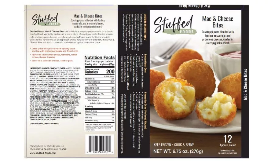 Stuffed Foods LLC recalls frozen snack products due to misbranding and an undeclared allergen