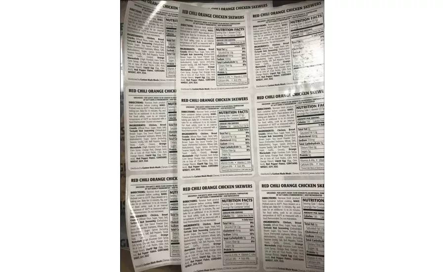 Custom Made Meals, LLC Recalls Chicken Skewer Products Due to Misbranding and Undeclared Allergens