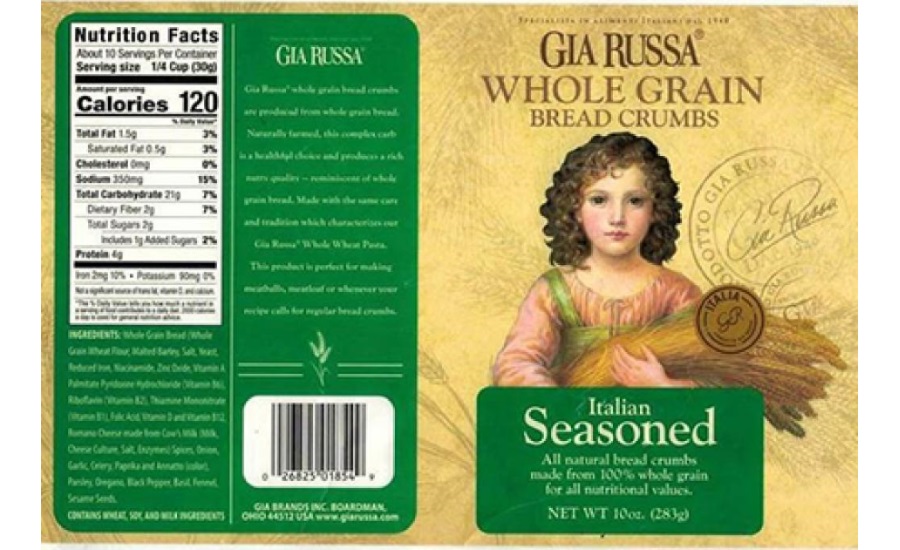 ICCO Cheese Company, Inc., Issues Allergy Alert on Undeclared Walnuts and Pecans in Gia Russa Whole Grain Bread Crumbs