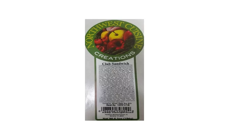 Spokane Produce Voluntarily Recalls Northwest Cuisine Creations and Fresh&Local Sandwiches and Green Leaf Lettuce Filets