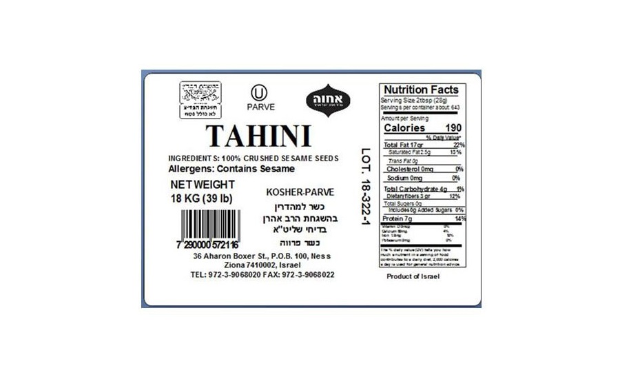 Achdut Recalls Multiple Brands of Tahini Because It May Be Contaminated with Salmonella