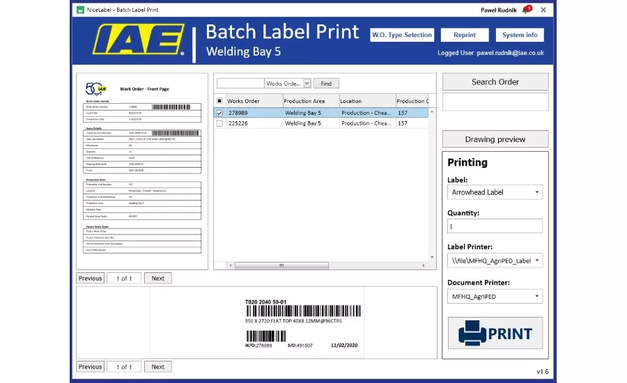 IAE chooses NiceLabels Label Cloud to streamline label production and works order processes