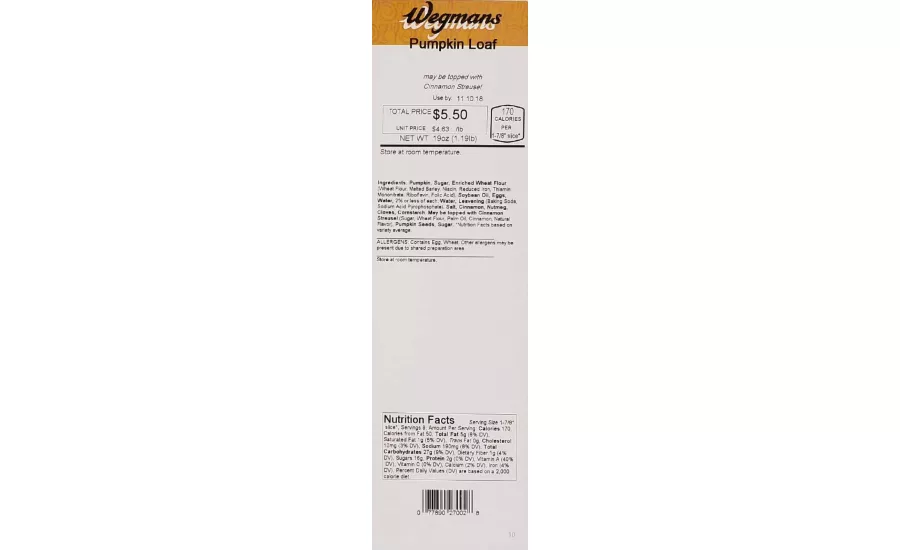 Wegmans pumpkin loaf recall