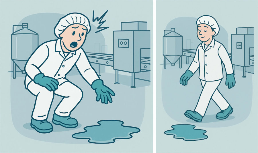 Comparison of dry facility worker being aware and unaware of water