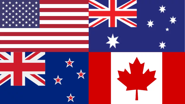 USA CAN AUZ NZ flags