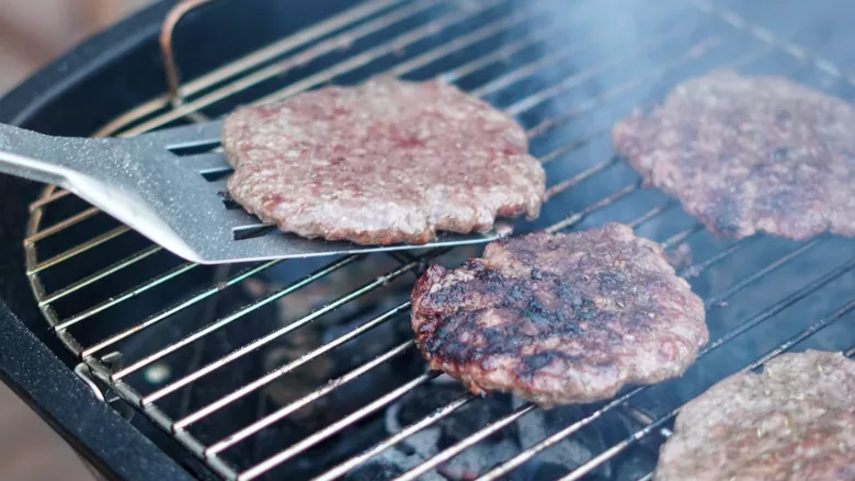 burgers on grill
