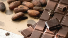 chocolate bars and cocoa beans