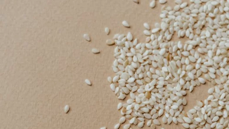 sesame seeds on paper bag