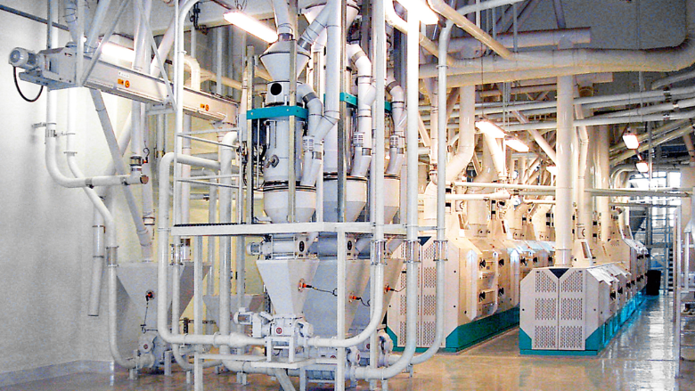 enclosed processing system in flour mill