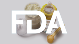 baby bottle with powdered formula, fda logo overlay