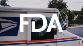 USPS mail truck with FDA logo overlay