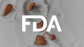 almond milk with FDA logo overlay