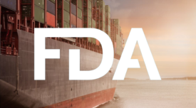 cargo ship depicting the supply chain with fda logo overlay