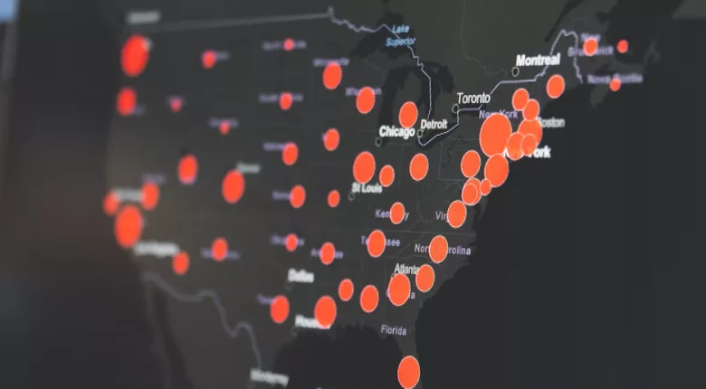 epidemic hotspot map of U.S.
