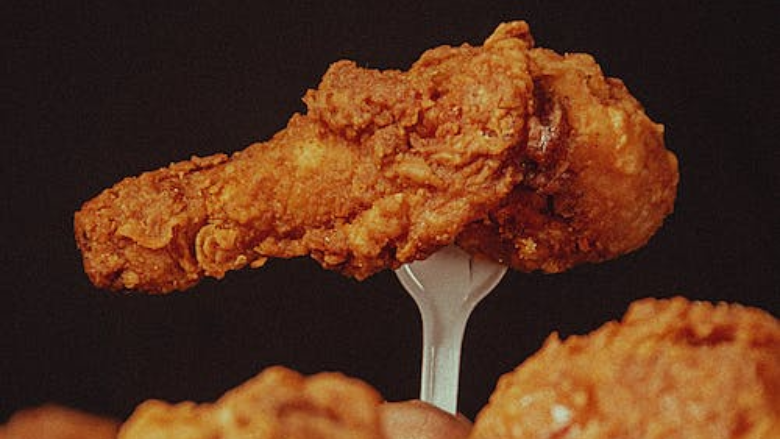 fried chicken on a fork