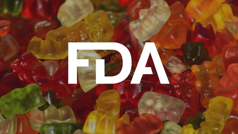 gummy bears with an FDA logo overlay