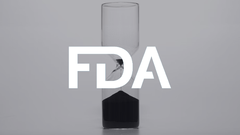 hourglass with an fda logo overlay