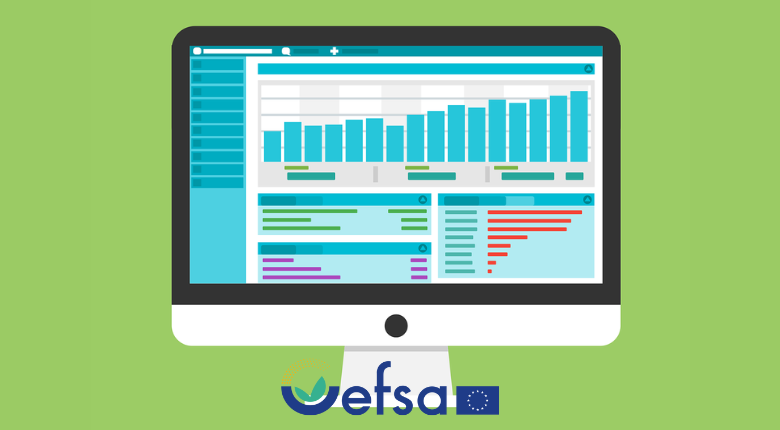 illustration of a computer displaying data above efsa logo