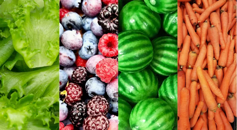 lettuce, berries, melons, carrots