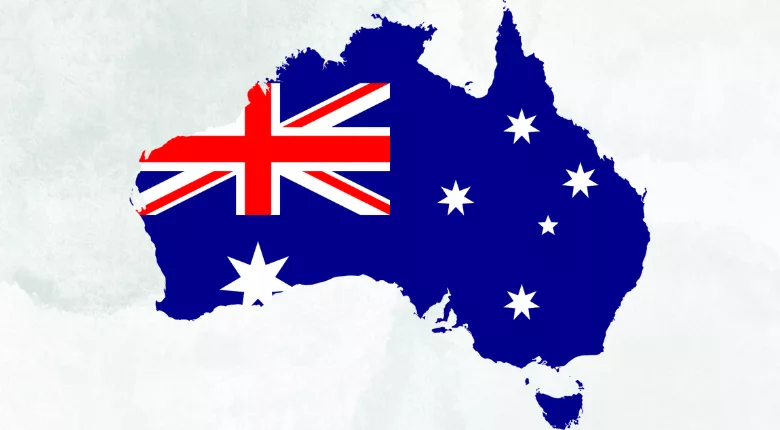 map of australia colored in with the flag