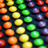 rainbow candies lined up in rows