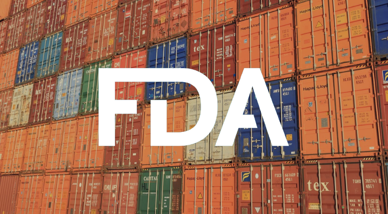 shipping containers with FDA logo overlay