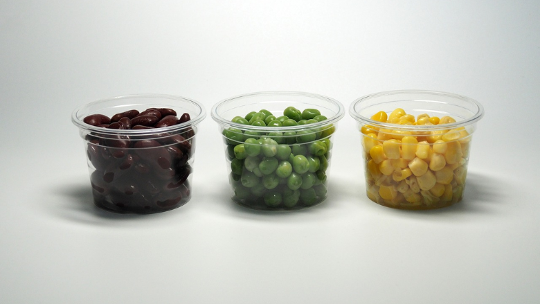 various foods in three plastic deli containers