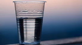 water in a plastic cup