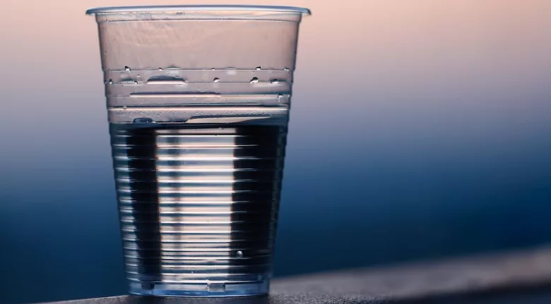 water in a plastic cup