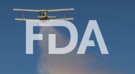 crop duster with fda logo overlay