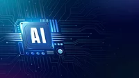 digital illustration of microchip with AI written on it