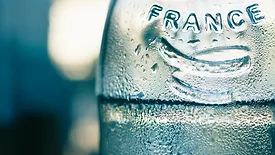 glass water bottle that says FRANCE