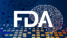 illustration of brain made of data connections with FDA logo overlay